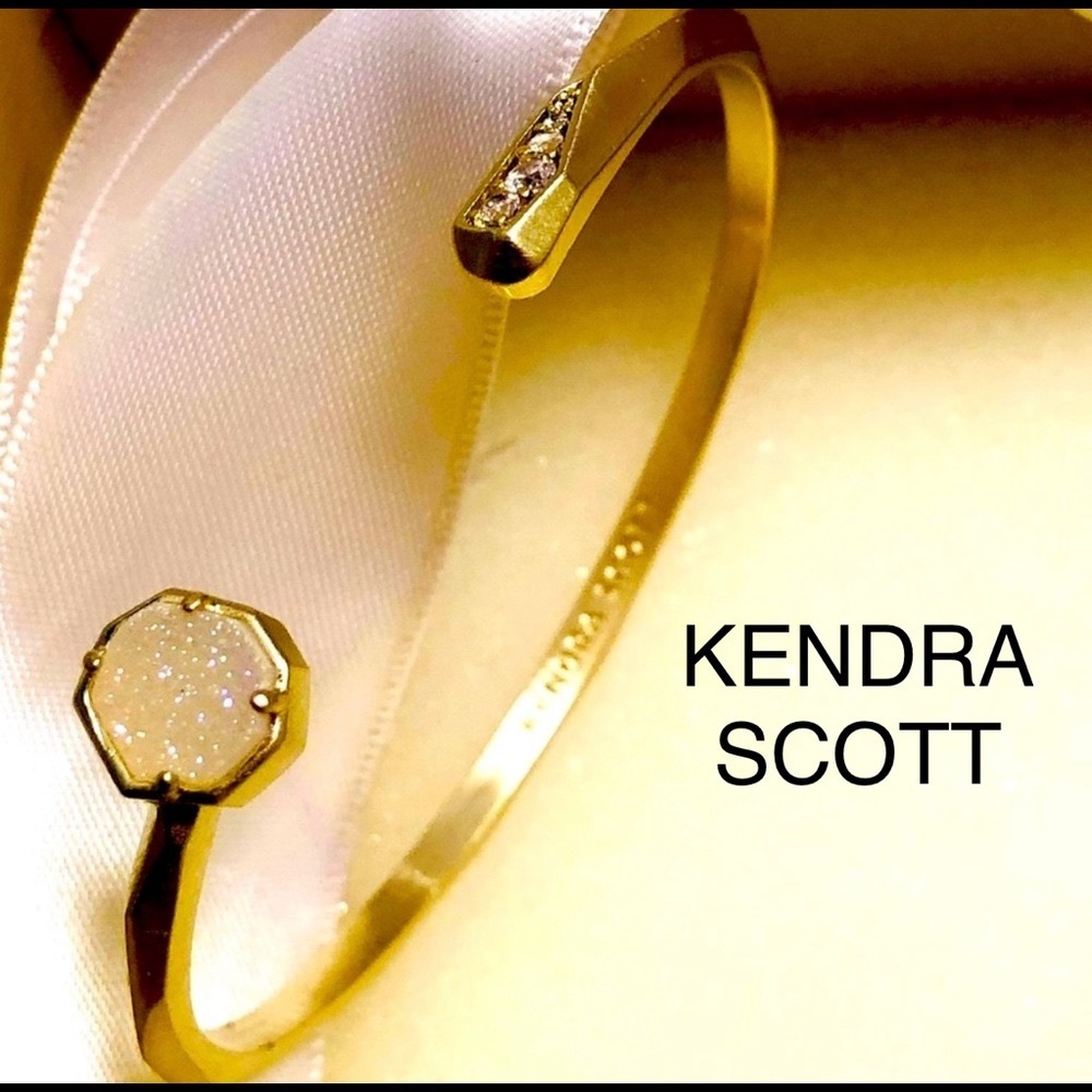 NWT Kendra Scott RARE & RETIRED Ashlee Bracelet Yellow Gold & Iridescent Drusy! - Picture 3 of 16